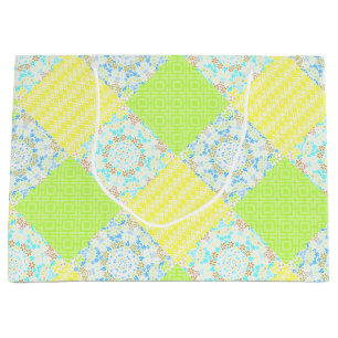 Patchwork quilt ornamental retro vintage floral ye large gift bag