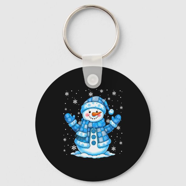 Patchwork Quilt Snowman Quilter Merry Christmas Pa Key Ring (Front)