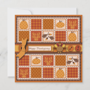 Patchwork Quilted-look Thanksgiving Invitation