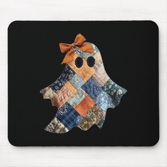 Patchwork Quilter Fall Ghost Bow Quilt Block Autum Mouse Pad (Front)