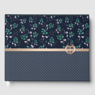 Patchwork, Retro, blau Guest Book