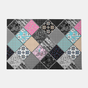 Patchwork retro vintage colors patchwork quilting doormat
