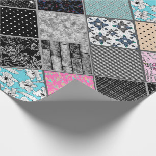 Patchwork retro vintage colours patchwork quilting wrapping paper