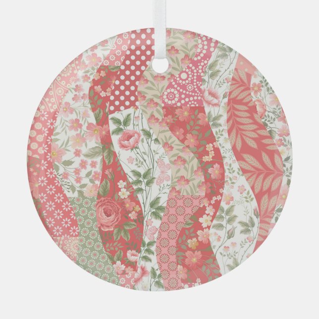 Patchwork roses: seamless pattern design. glass tree decoration (Front)