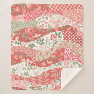 Patchwork roses: seamless pattern design. sherpa blanket