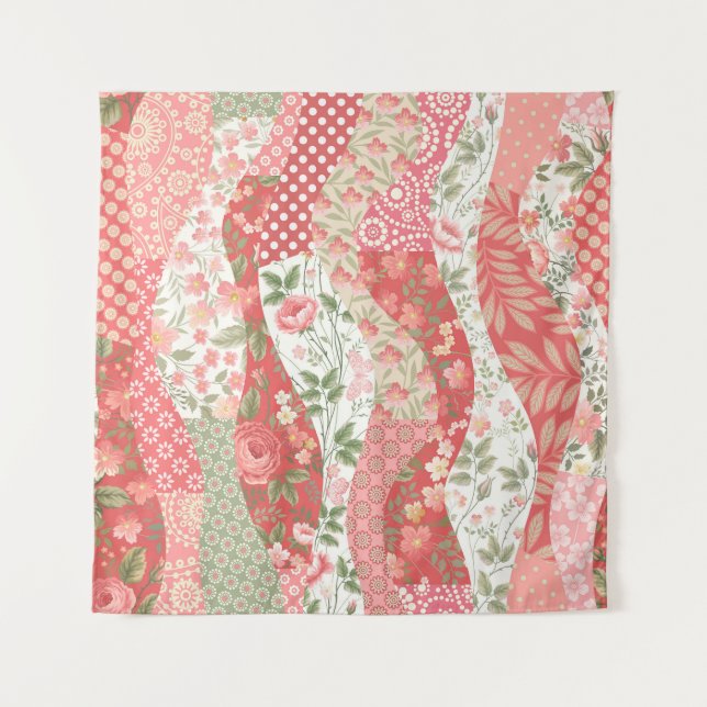 Patchwork roses: seamless pattern design. tapestry (Front)
