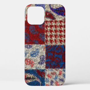 Patchwork rough canvas, imitation pattern. iPhone 12 case