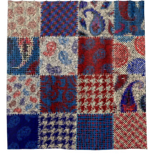 Patchwork rough canvas, imitation pattern. shower curtain (Front)