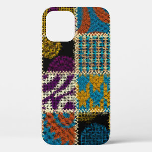 Patchwork Rough Canvas Seamless Pattern iPhone 12 Case