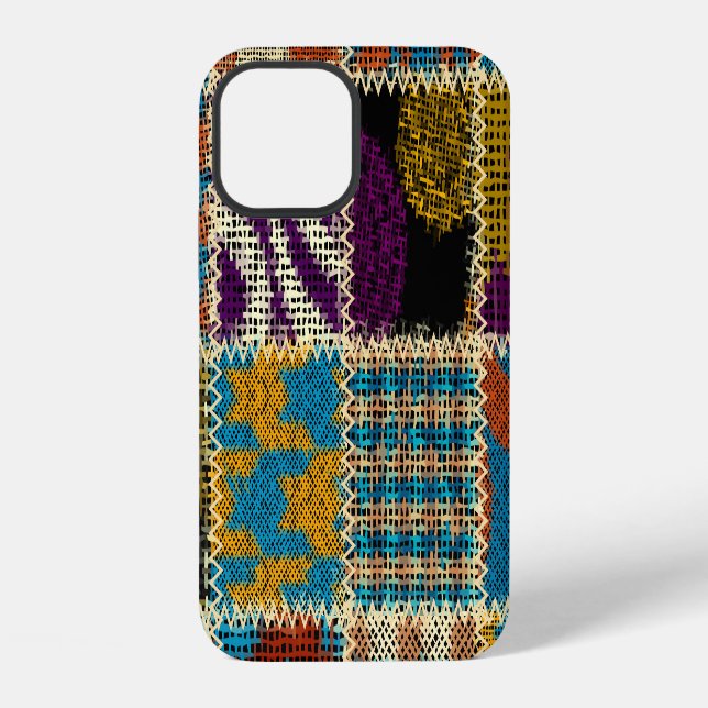 Patchwork Rough Canvas Seamless Pattern iPhone Case (Back)
