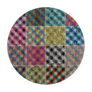 Patchwork Rough Canvas Squares Vintage Cutting Board