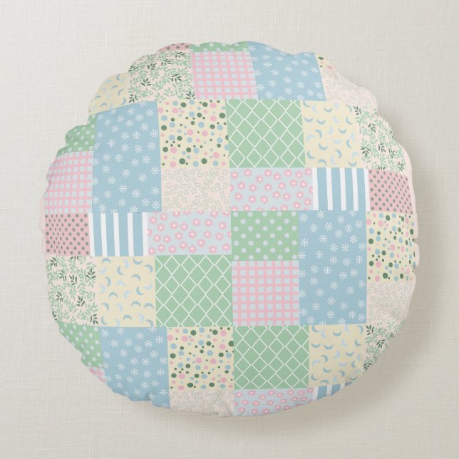 Patchwork  round cushion (Front)
