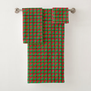 Patchwork Saint Kitts and Nevis Flag Pattern Bath Towel Set