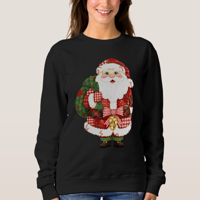 Patchwork Santa Claus Christmas Sweatshirt (Front)