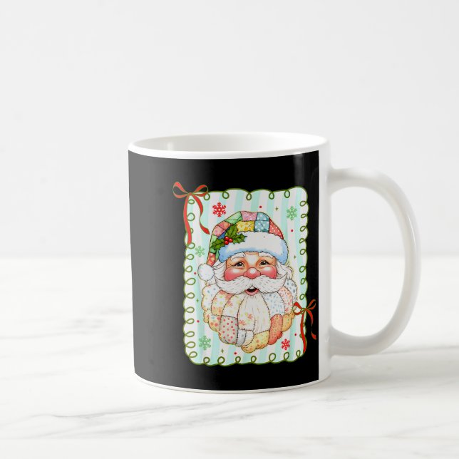 Patchwork Santa Claus Face Coquette Merry Christma Coffee Mug (Right)