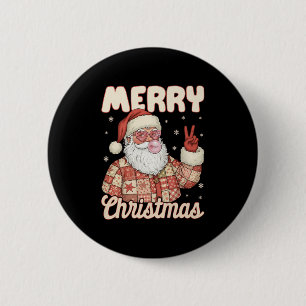 Patchwork Santa Claus Xmas Merry Christmas Men Wom 6 Cm Round Badge