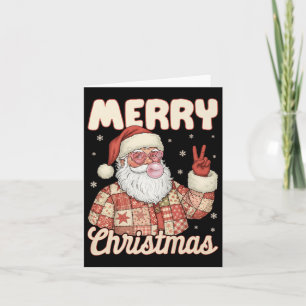 Patchwork Santa Claus Xmas Merry Christmas Men Wom Card