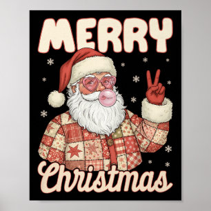 Patchwork Santa Claus Xmas Merry Christmas Men Wom Poster