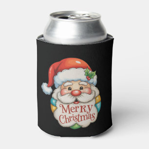 Patchwork Santa Merry Christmas Preppy Xmas Can Cooler