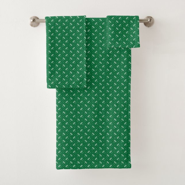 Patchwork Saudi Arabia Flag Pattern  Bath Towel Set (Insitu)