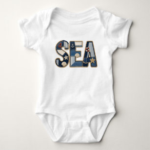 Patchwork Sea Quilted PNG Coastal Sewing Design Baby Bodysuit