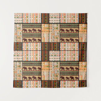Patchwork seamless african ornamental pattern text tapestry