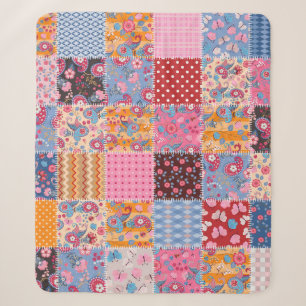 Patchwork seamless, cute fabric pattern. sherpa blanket