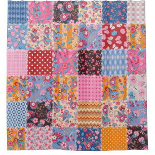 Patchwork seamless, cute fabric pattern. shower curtain