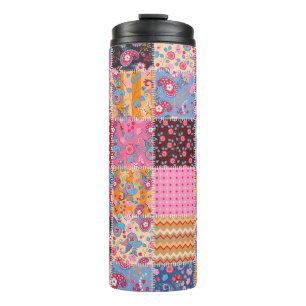 Patchwork seamless, cute fabric pattern. thermal tumbler