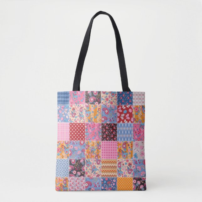 Patchwork seamless, cute fabric pattern. tote bag (Front)