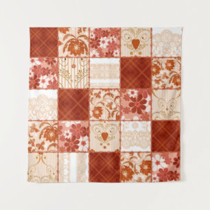 Patchwork seamless floral brown lace pattern backg tapestry