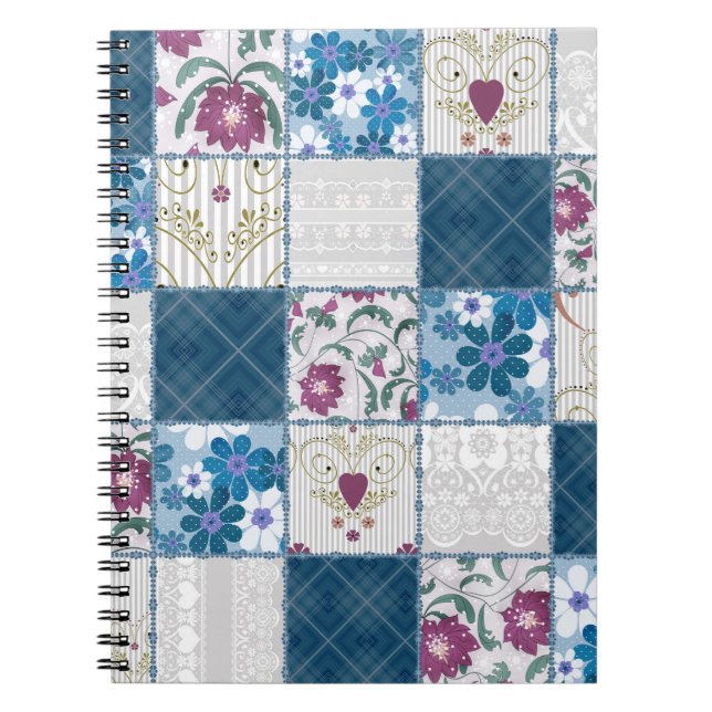 Patchwork seamless floral lace pattern background notebook (Front)