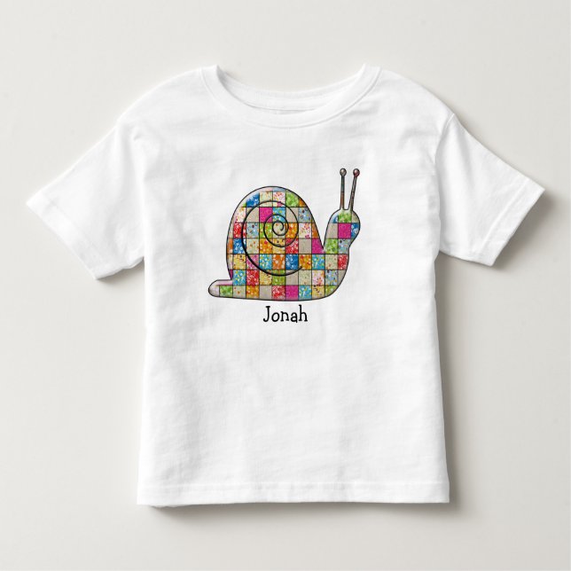 patchwork snail toddler T-Shirt (Front)