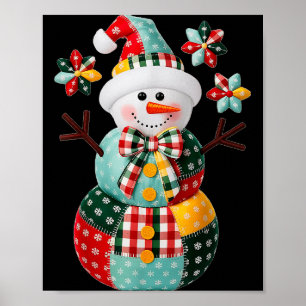 Patchwork Snowman Christmas Preppy Cute Xmas Men W Poster