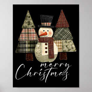Patchwork Snowman,patchwork Christmas Tree Funny G Poster