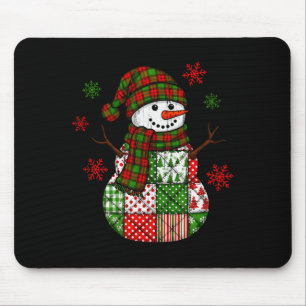 Patchwork Snowman, Retro Funny Christmas  Mouse Pad