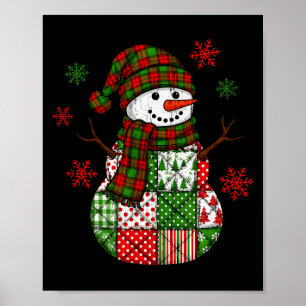 Patchwork Snowman, Retro Funny Christmas  Poster