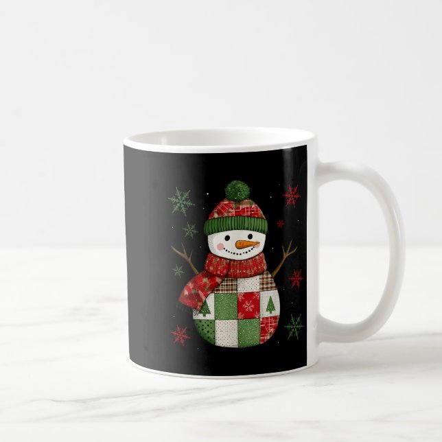 Patchwork Snowman Retro Funny Christmas Snowman Ho Coffee Mug (Right)