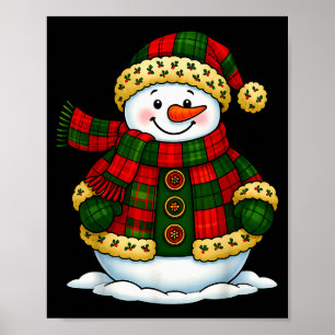 Patchwork Snowman Retro Funny Christmas Snowman Ho Poster