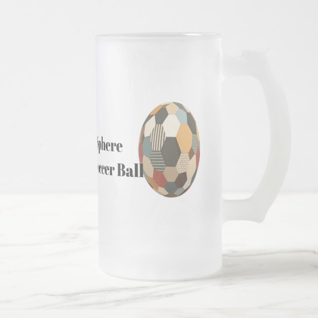 Patchwork Sphere: Cosy Quilted Soccer Ball Frosted Glass Beer Mug (Right)