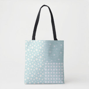 Patchwork  Spring Light Turquoise Pattern Tote Bag