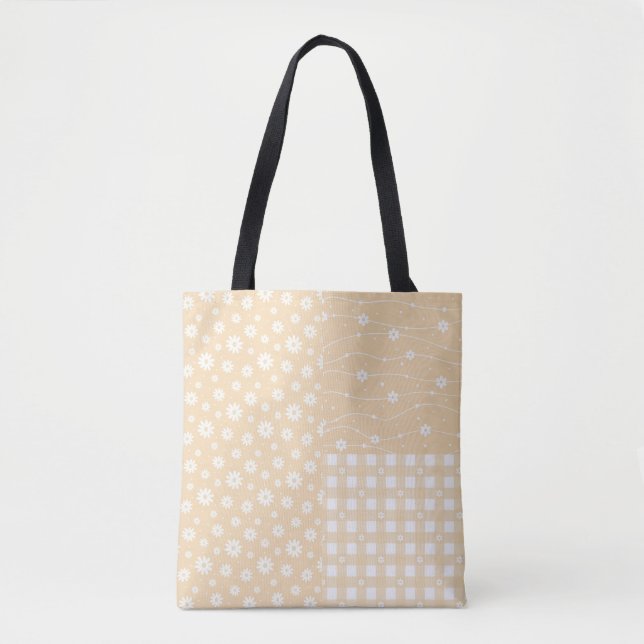 Patchwork Spring Pastel Yellow Pattern Tote Bag (Front)