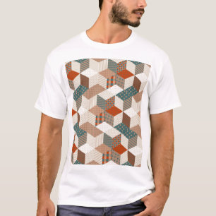 Patchwork Stars Vintage Brown Green T-Shirt