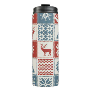 Patchwork Style: Christmas Ornamental Pattern Thermal Tumbler