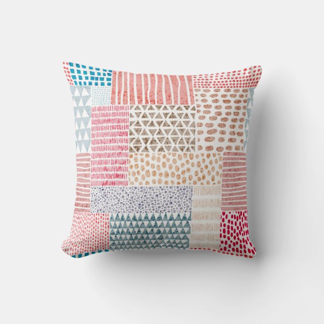 Patchwork Style Cute Doodle Pattern Cushion (Front)