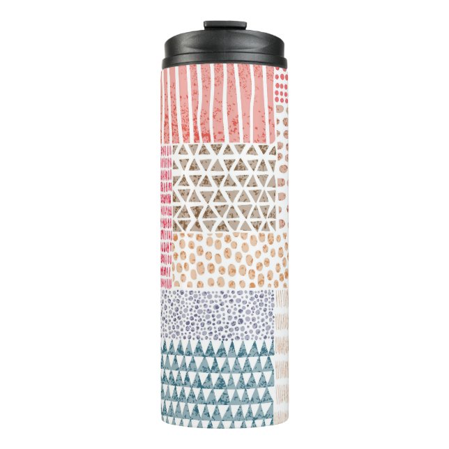 Patchwork Style Cute Doodle Pattern Thermal Tumbler (Front)