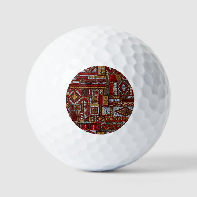 Patchwork Style Embroidered Ethnic Print Golf Balls (Front)