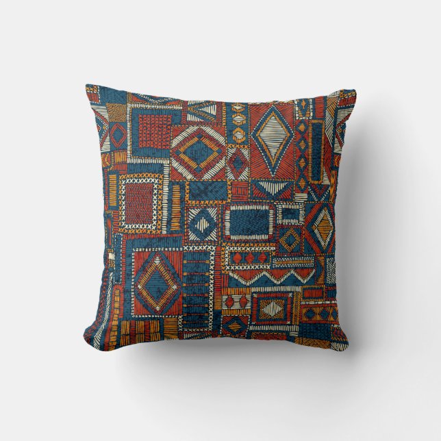 Patchwork Style Embroidered Vintage Print Cushion (Front)