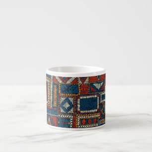 Patchwork Style Embroidered Vintage Print Espresso Cup