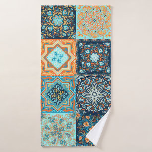 Patchwork Style. Seamless Pattern of 16 decorative Bath Towel